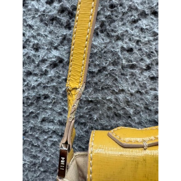 Vintage Fendi Women's Turn-Lock Flap Leather‎ Crossbody Bag Yellow 8" x 6" - Picture 10 of 14